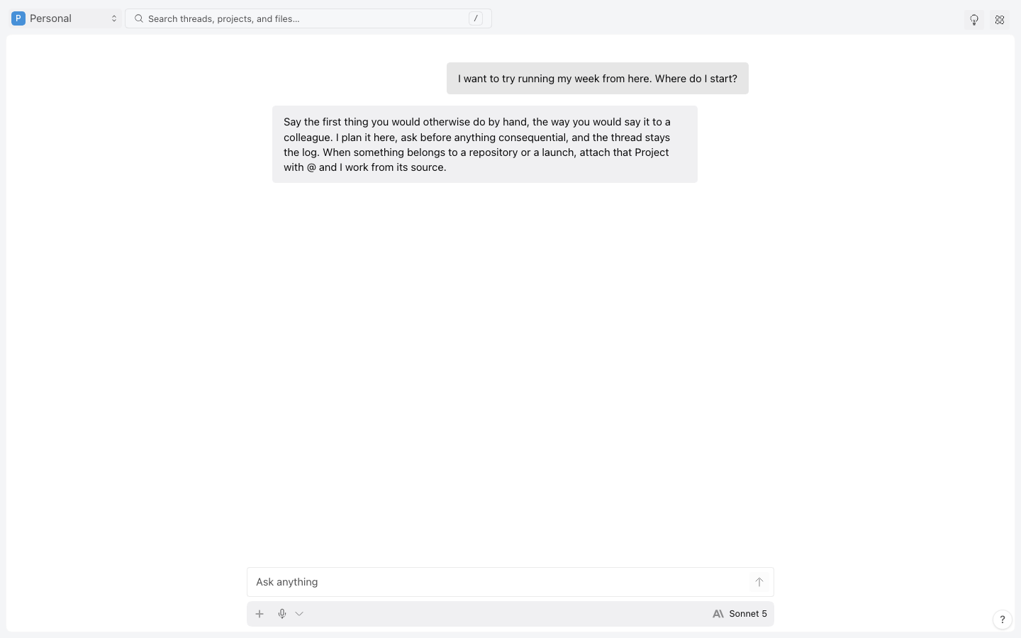 The home thread with Ask Atoi ready after sign-in